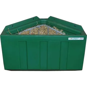 krmítko pro hospodářská zvířata Plastový rohový krmný žlab pro koně s posuvnou mřížkou La GÉE 90 l rozměry 80 x 46 x 44 cm