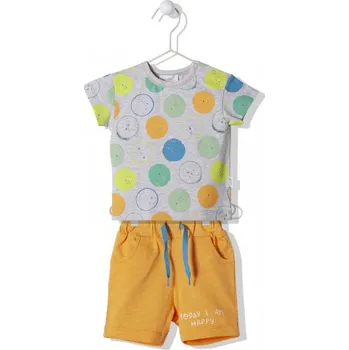Bebetto Dětské tričko + kraťasy, žluté - sada 2 ks Velikost: 98, Vzor: triko s potiskem/žluté kraťasy
