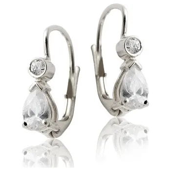 Náušnice Zlaté náušnice čiré zirkony - VE144 - bílé zlato (Náušnice z bílého zlata se zirkony)