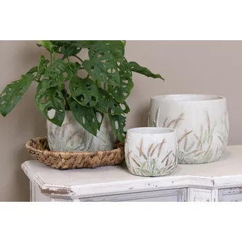 Obal na květináč Cementový obal na květináč s jitrocelem Plantain M - Ø19*14cm