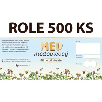 Etiketa na sklenici - 4 modrá - Med medovicový ROLE 500 KS