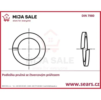 Matice DIN 7980 - P 33,5 - ocel - zinek bílý- Podložka pružná se čtvercovým průřezem