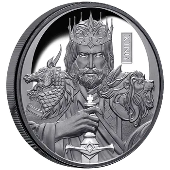 Exkluzivní stříbrná mince 1 Oz The King of Chess (Šachy - Král) 2023 Black PROOF