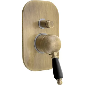 Vodovodní baterie SAPHO KIRKÉ BLACK podomítková sprchová baterie, 2 výstupy, černá páčka, bronz