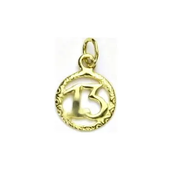 Přívěsek Zlatý přívěsek třináctka - P118 - žluté zlato (Přívěsek třínáctka v kruhu ve žlutém zlatě)