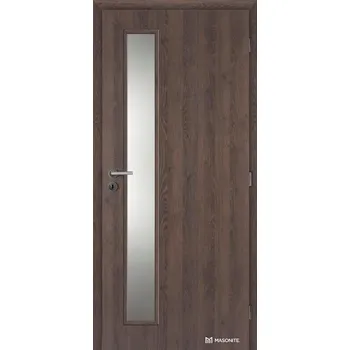 Interiérové dveře Dveře interiérové pravé VERTIKA dub kubánský sklo 60 cm CPL laminát Deluxe WC klíč DOORNITE