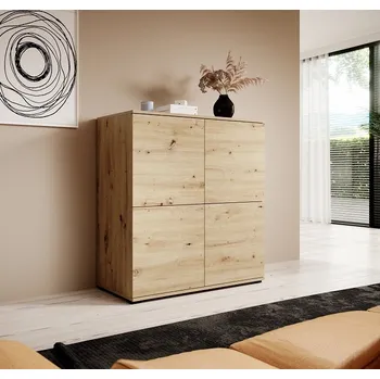 Komoda Moderní komoda Logan 4D - plastové nohy - dub artisan