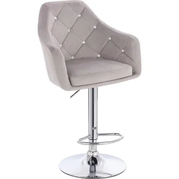 Barová židle Barová židle Hamar Diamonds velur na stříbrném talíři - světle šedá
