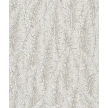 Tapeta Šedo-bílá vliesová tapeta na zeď, listy, CU3204, Cumaru, Grandeco