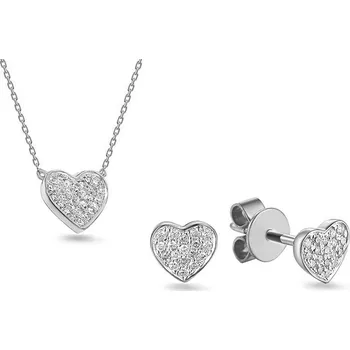 Souprava šperků iZlato Sada z bílého zlata s diamanty 0.150 ct srdíčka IZBR530AS
