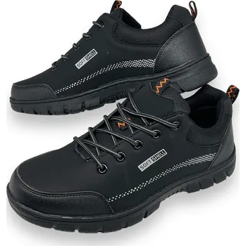 Pánské tenisky Baolikang Pánské černé softshellové tenisky se šněrováním Barva: Černá, Velikost: 46