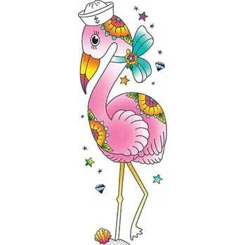 Odstranitelné tetování Plameňák s námořnickou čepicí - dočasné tetování