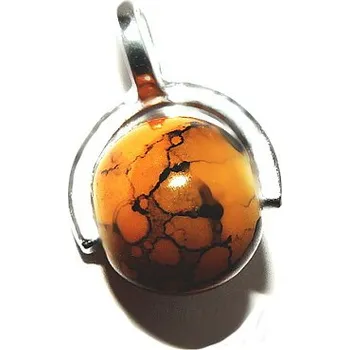 Přívěsek Stříbrný přívěsek batika oranž - P1192 (Stříbrný přívěsek s korálkem 8 mm)