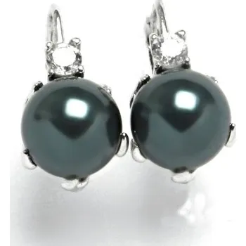 Náušnice Stříbrné náušnice perla Swarovski Tahiti a zirkon - NK1190 (Stříbrné náušnice se zirkonem a perlou 10 mm)