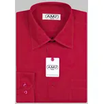 Pánská košile AMJ červená jednobarevná JDP104, dlouhý rukáv, prodloužená délka, vel. 41