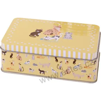 Dóza na potraviny CATS žlutá plechová dóza 2636 hravé a spokojené kočky