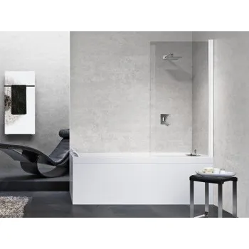 Vanová zástěna Novellini Young 1V White Vanová zástěna 80x150 cm, otevírací, Bílá / Transparent, VZA1YO-D80