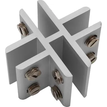 Nábytkové kování Onpira Hliníkový držák skla 8-12 mm tvar X Síla skla: 8 až 10 mm