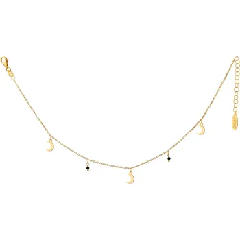 Řetízek Pozlacený stříbrný řetízek na kotník s broušeným sklem - měsíce - AP534-8629