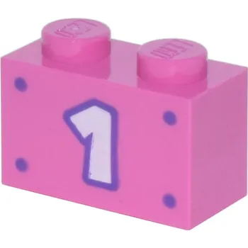 Stavebnice LEGO 3004pb260 Dark Pink Brick 1 x 2 with White Number 1 (Tmavě růžová cihla 1 x 2 s bílým číslem 1)