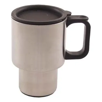 Hrnek dvouplášťový plastová rukojeť 400ml STŘÍBRNÝ