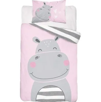 Povlečení Detexpol Hrošík proužky růžové 100 x 135, 40 x 60 cm zipový uzávěr