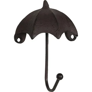 Věšák Clayre & Eef, Holandsko Clayre & Eef - Kovový háček ve tvaru deštníku v hnědé barvě - 10*5*13 cm