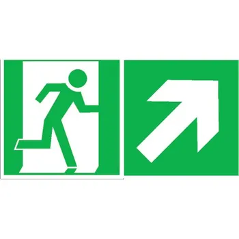 Kancelář Velkoformátová tabulka – Nouzový východ vpravo nahoru, 50 × 100 cm, samolepicí fólie