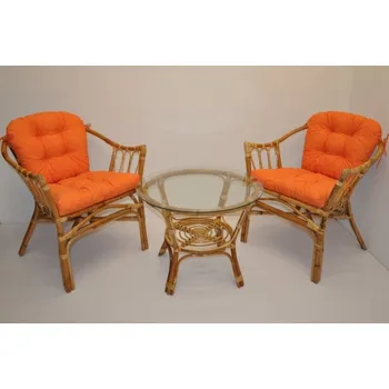 Sedací souprava Axin Trading s.r.o. Ratanová sedací souprava Subaliu - polstry oranžový melír