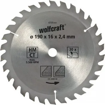 Pilový kotouč Pilový kotouč hrubé řezy ø184x2,4x16/20 Z22 Wolfcraft 6646000