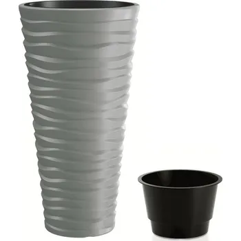 Květináč Prosperplast Květináč SAND SLIM s vkladem 34,9 cm - barva: šedý kámen