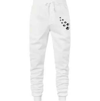 Dámské kalhoty Dámské tepláky s potiskem tlapiček Barva: Bílá, Velikost: 4XL