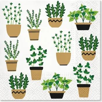 Papírový ubrousek UBR27, Ubrousek, 16x16 cm, KVĚTINY V KVĚTINÁČI, 1 kus