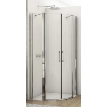 SanSwiss D22ERB 55 090 50 07 Čtvrtkruh s dvoukřídlými dveřmi 90×90 cm, aluchrom/sklo D22ERB 55 090 50 07