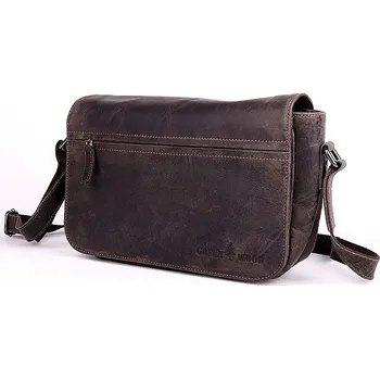 Kabelka Středně velká kožená hladká tmavěhnědá crossbody taška GreenWood no. 396677