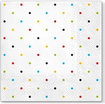 Papírový ubrousek UBR24c, Ubrousek, 16x16 cm, BAREVNÉ PUNTÍKY, 1 bal.