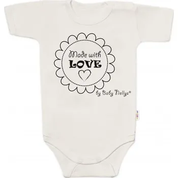 Kojenecké oblečení Body krátký rukáv Made with love, Baby Nellys, béžové, vel. 80, 80 (9-12m)