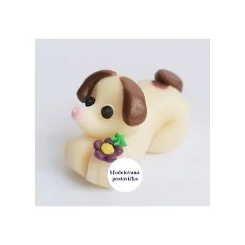plyšák Modelovaná postavička - Pejsek ležící strakatý
