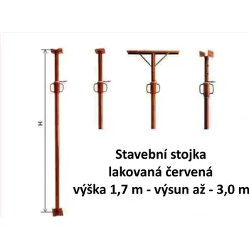 Lešení Stavební stojka lakovaná červená výška 1,7 m - výsun až - 3,0 m