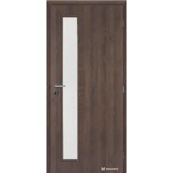 Interiérové dveře Dveře interiérové levé VERTIKA dub kubánský sklo 60 cm CPL laminát Deluxe WC klíč DOORNITE