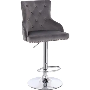 Barová židle Barová židle Sogne velur tmavě šedé - na stříbrném talíři