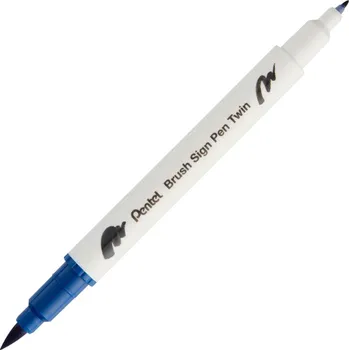 Kancelář Štětcový popisovač Pentel Brush Sign Pen Twin - modrá Barva: T117 - Steel Blue