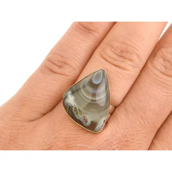 Prsten Stříbrný prsten s achátem vel.53 Ag 925/1000 6,3g