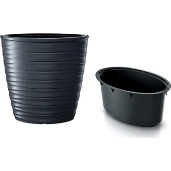 Květináč PRO Květináč oválný výsoký s vkladem FREZE antracit 59,3cm