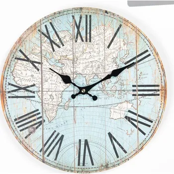 Hodiny Clayre & Eef, Holandsko Clayre & Eef - Nástěnné hodiny World blue - Ø 34*4 cm / 1xAA