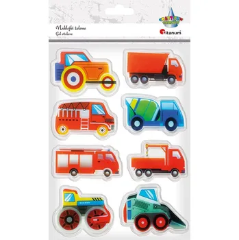 samolepka Samolepky gelové, AUTA, bez lepidla, adhézní, 8ks/arch