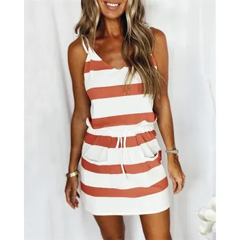 Dámské šaty Dámské pohodlné letní šaty s pruhy Barva: Oranžová, Velikost: XXL