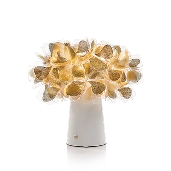 Lampička Slamp Stolní LED lampa CLIZIA BATTERY - MAMA NON MAMA Barva: Zlatá, Barva podstavce: bílá