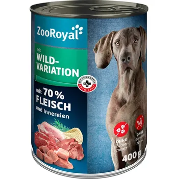 Krmivo pro psa ZooRoyal konzervy a kapsičky pro psy se zvěřinou 6 × 400 g