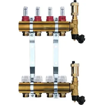 rozdělovač topení Mosazný rozdělovač s automatickým odvzdušněním - 4 cestný